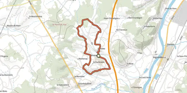 Tracé de Aux confins du Haut Poitou et de la Touraine sur le Plan IGN