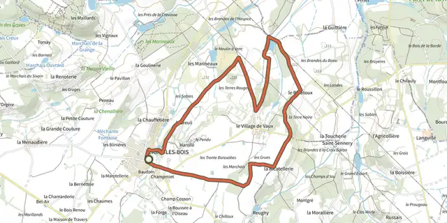 Tracé de Balade des plaisirs sur le Plan IGN