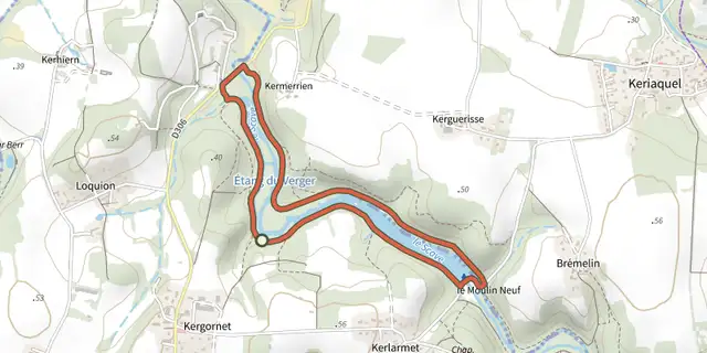 Tracé de Gestel - Circuit l'étang du Verger sur le Plan IGN