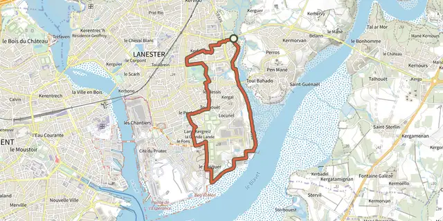 Tracé de Lanester - Circuit du Rohu sur le Plan IGN