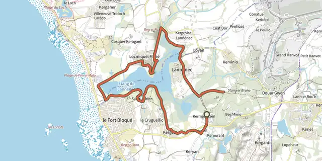Tracé de Ploemeur - Circuit de Lannénec sur le Plan IGN