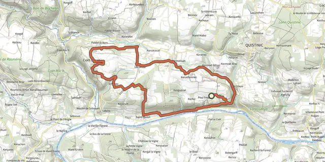 Tracé de Quistinic - Circuit de Poul Fetan sur le Plan IGN