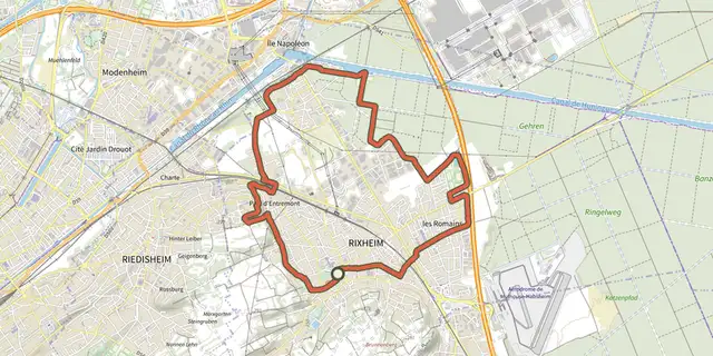 Tracé de Circuit des 4 quartiers à Rixheim sur le Plan IGN