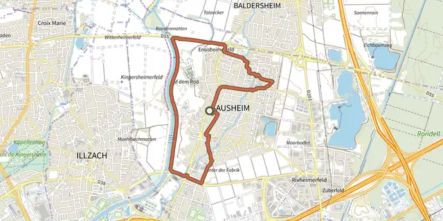 The A la découverte de Sausheim track on the IGN map