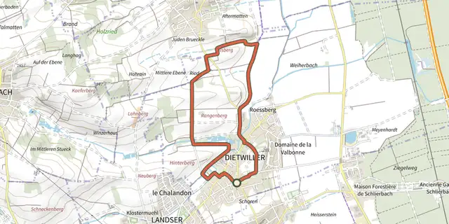 Tracé de Les Collines de Dietwiller sur le Plan IGN