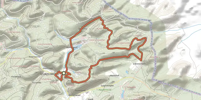 The Autour des Moines de Sturzelbronn track on the IGN map