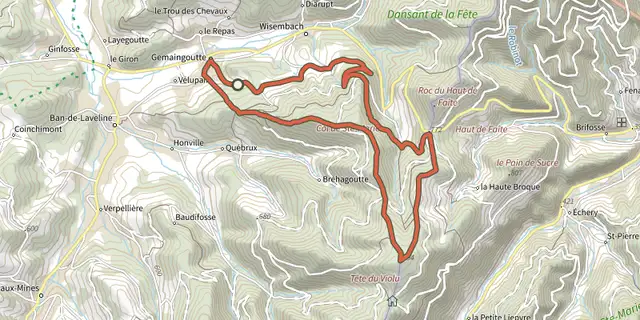 The La Tête du Violu track on the IGN map
