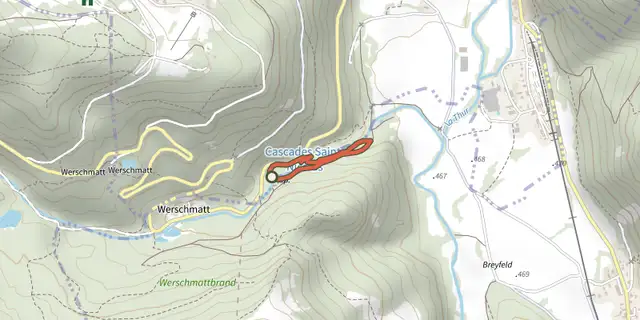 Tracé de Circuit des Cascades de Saint-Nicolas sur le Plan IGN