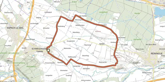 Tracé de Circuit du pélerin sur le Plan IGN