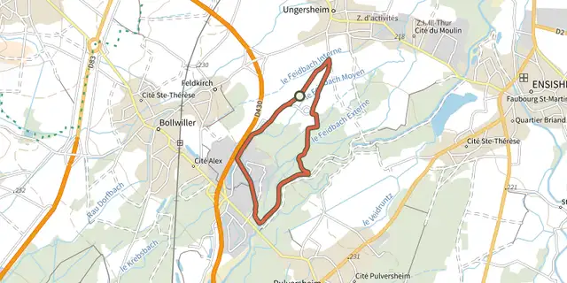 Tracé de Circuit de l’Écomusée sur le Plan IGN