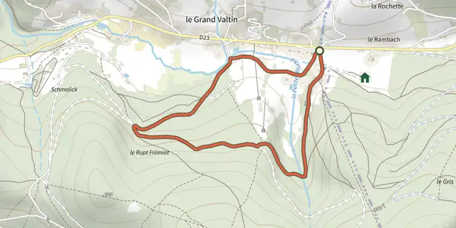 Tracé de Circuit du Wimbar sur le Plan IGN