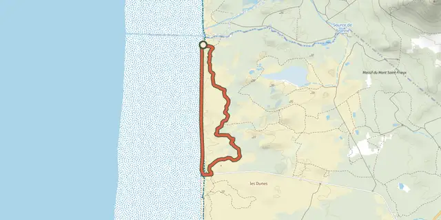 The Sentier de la Dune Cotière track on the IGN map