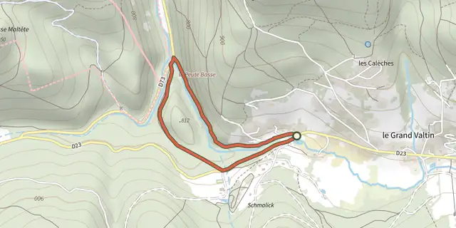 Tracé de Circuit de la Peute Basse sur le Plan IGN
