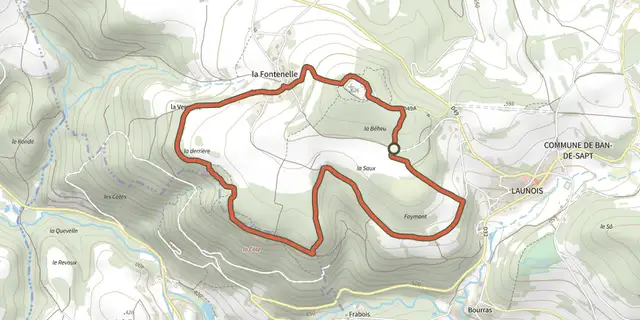 The Sentier des hameaux morts pour la France track on the IGN map
