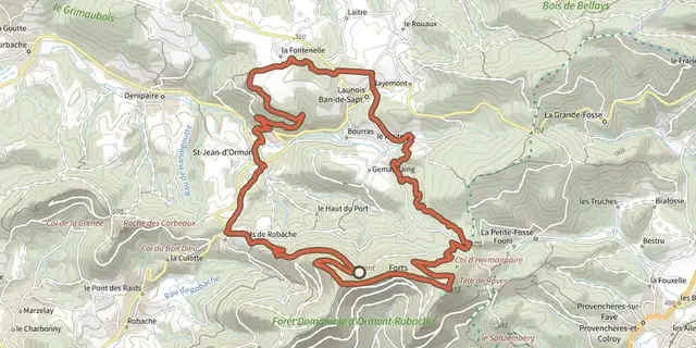 The Sentier des lignes de front track on the IGN map