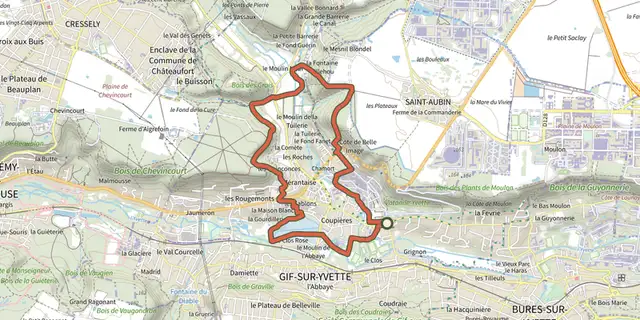 Tracé de Boucle de la Mérantaise sur le Plan IGN