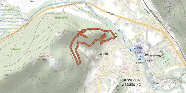 The Parcours Sportif track on the OpenTopoMap map