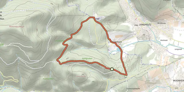 Tracé de Circuit des Charbonniers sur le Plan IGN