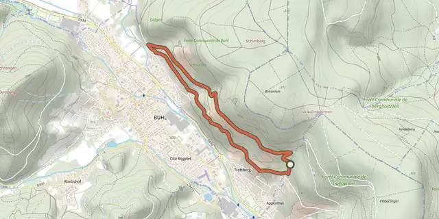 The Les Menhirs de l'Appenthal track on the IGN map