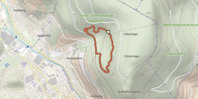 The Circuit des carrières de Guebwiller track on the IGN map