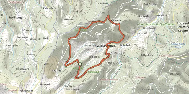 Tracé de Circuit de Wasserbourg sur le Plan IGN