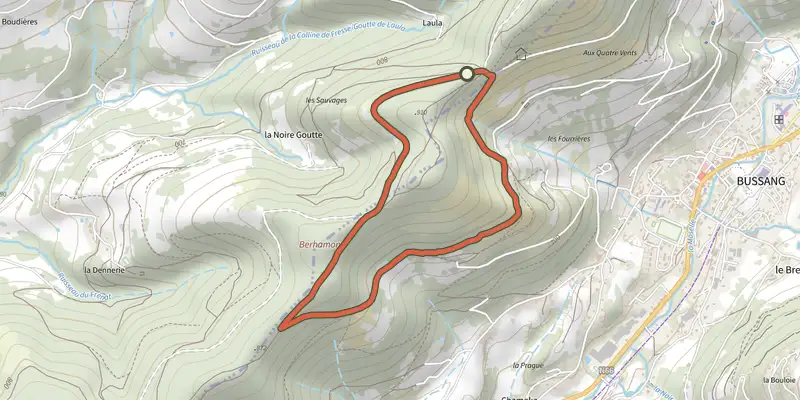 Map of the Circuit des Faisans track on the IGN map, with the start and numbered waypoints