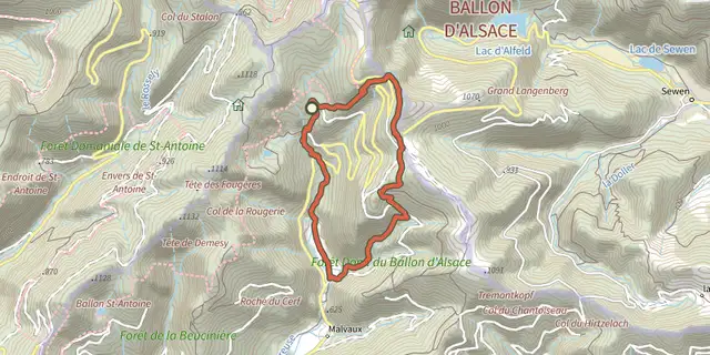 Tracé de Circuit de la vallée de la Savoureuse sur le Plan IGN