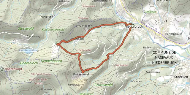 The Circuit du Triebelskopf track on the IGN map