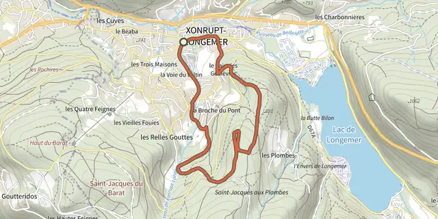 Tracé de Circuit de la Roche Toussaint sur le Plan IGN