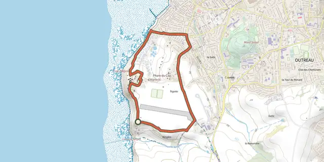 The Parcours Sentier du Littoral et Musée Radiomaritime track on the IGN map
