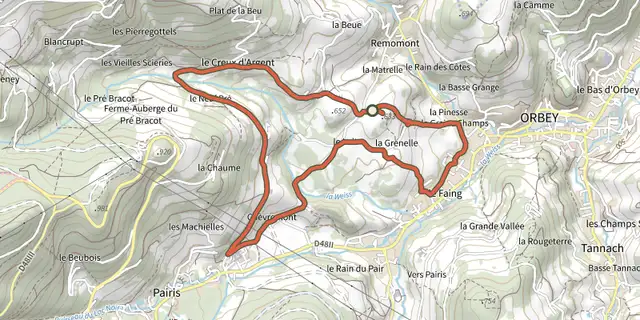 The Circuit du Creux d’Argent track on the OpenTopoMap map