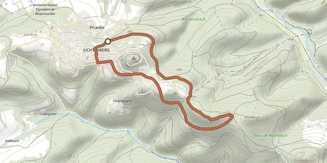 The Sentier des Châtaigniers track on the IGN map