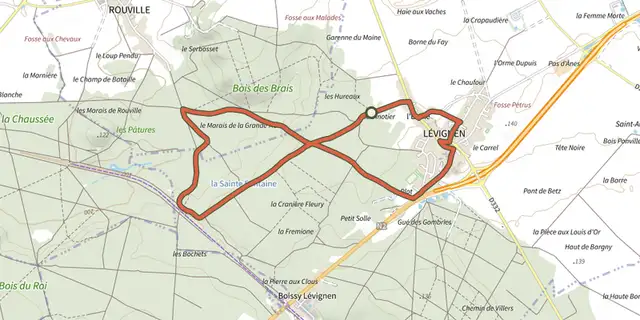 Tracé de Parcours Nature à Lévignen sur la carte OpenTopoMap
