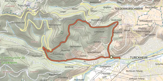 Tracé de Circuit de Turckheim sur le Plan IGN