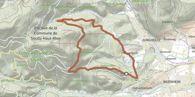 Tracé de Circuit des Sorcières sur le Plan IGN