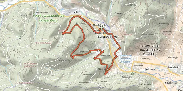 The Circuit Kuebelburg track on the OpenTopoMap map