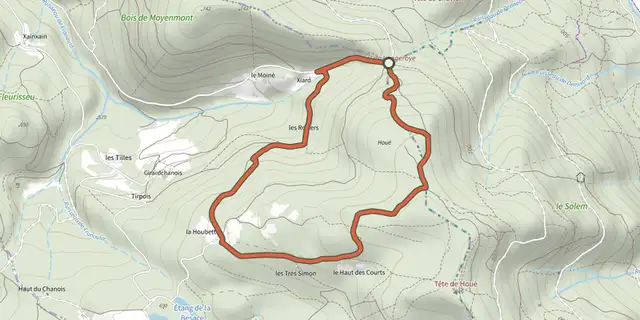 Tracé de Circuit du col de Longeroye sur le Plan IGN