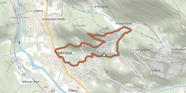The Circuit du Vouta track on the OpenTopoMap map