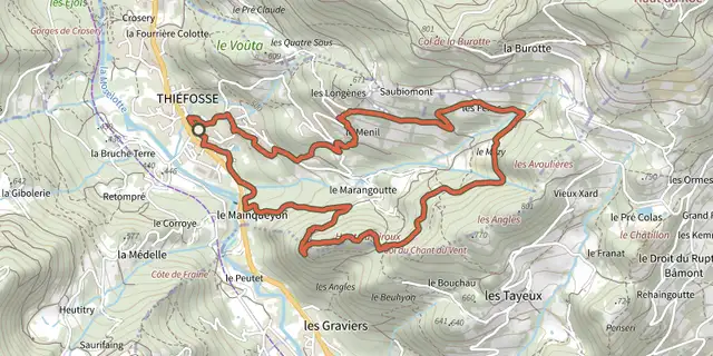 Tracé de Circuit du Droit de Thiéfosse grande boucle sur le Plan IGN