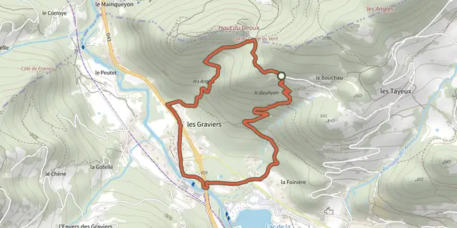 The Circuit du col de Chant du Vent track on the IGN map