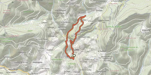 Tracé de Circuit de Fréland sur le Plan IGN