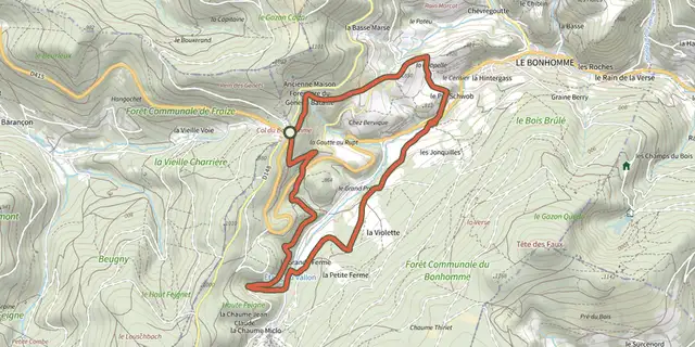 Tracé de Circuit de l’Étang du Vallon sur le Plan IGN