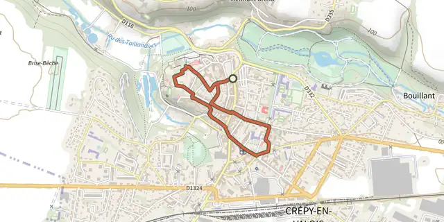 Tracé de Flânerie au Coeur de la Cité des Valois sur la carte OpenTopoMap