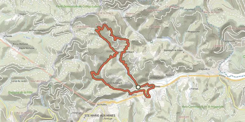 Map of the Circuit de Danigoutte track on the IGN map, with the start and numbered waypoints