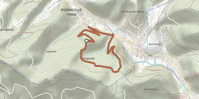 Tracé de Circuit de la Hargoutte sur le Plan IGN