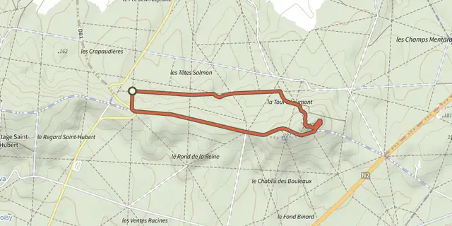The La Tour d'Observation du Général Mangin track on the IGN map