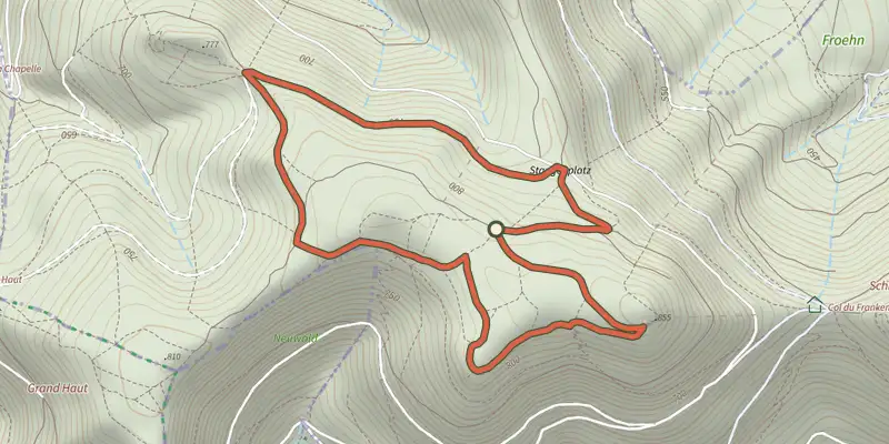Map of the Promenade circulaire du Coucou track on the IGN map, with the start and numbered waypoints