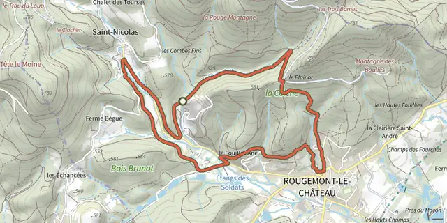 The Balade au pied du château track on the IGN map