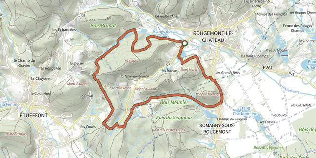 Tracé de Balade du Mont Marty sur le Plan IGN