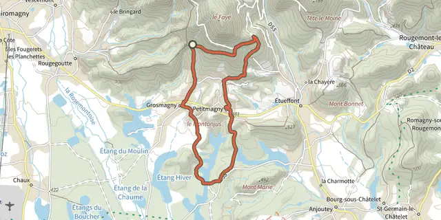 The Balade sous le Fayé track on the IGN map